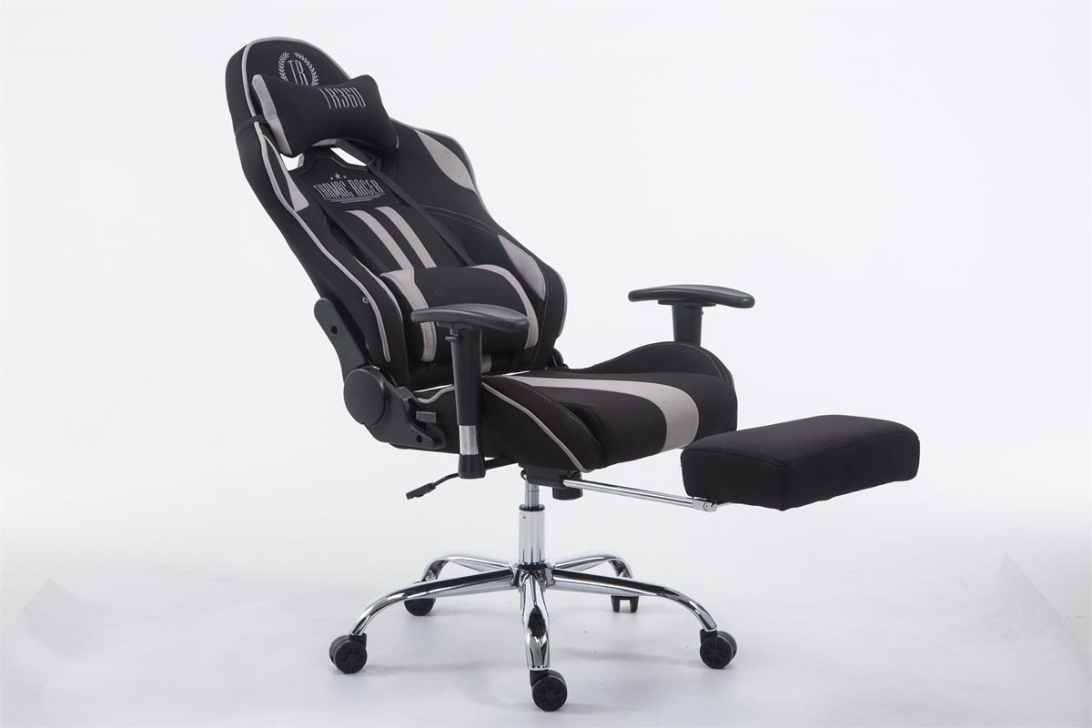 CLP Racing Bürostuhl V2 Stoff Chair, Gaming mit Fußablage schwarz/grau Limit