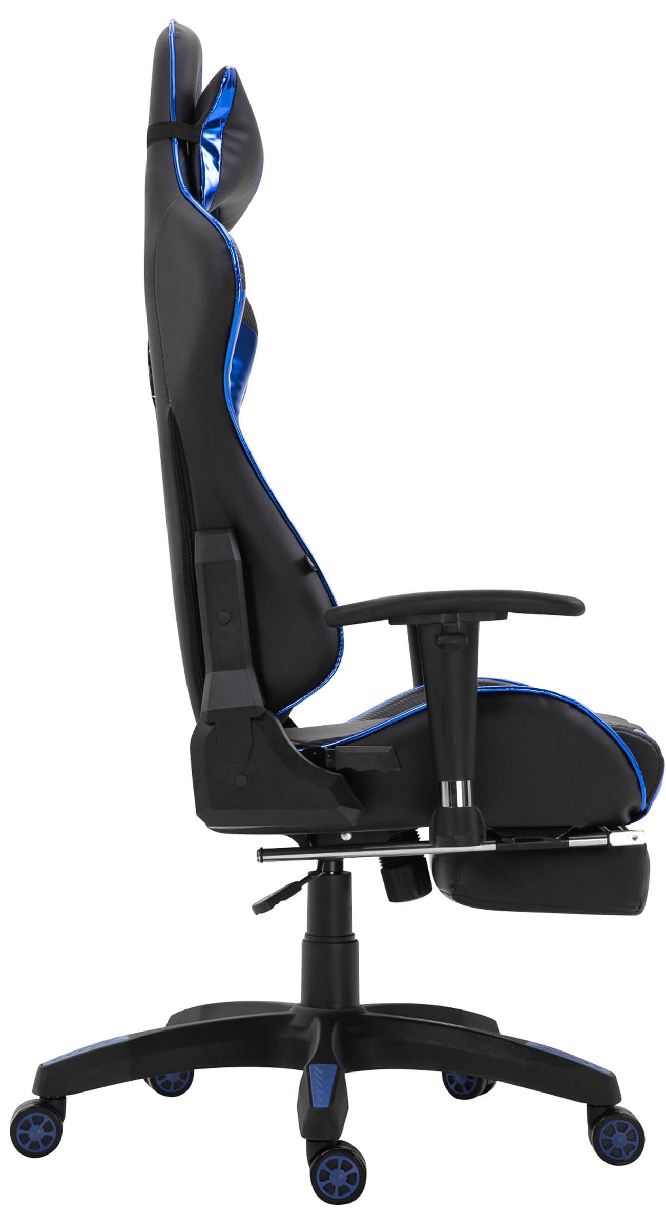 CLP Racing Bürostuhl Turbo mit schwarz/glanz Gaming Chair, blau Fußablage