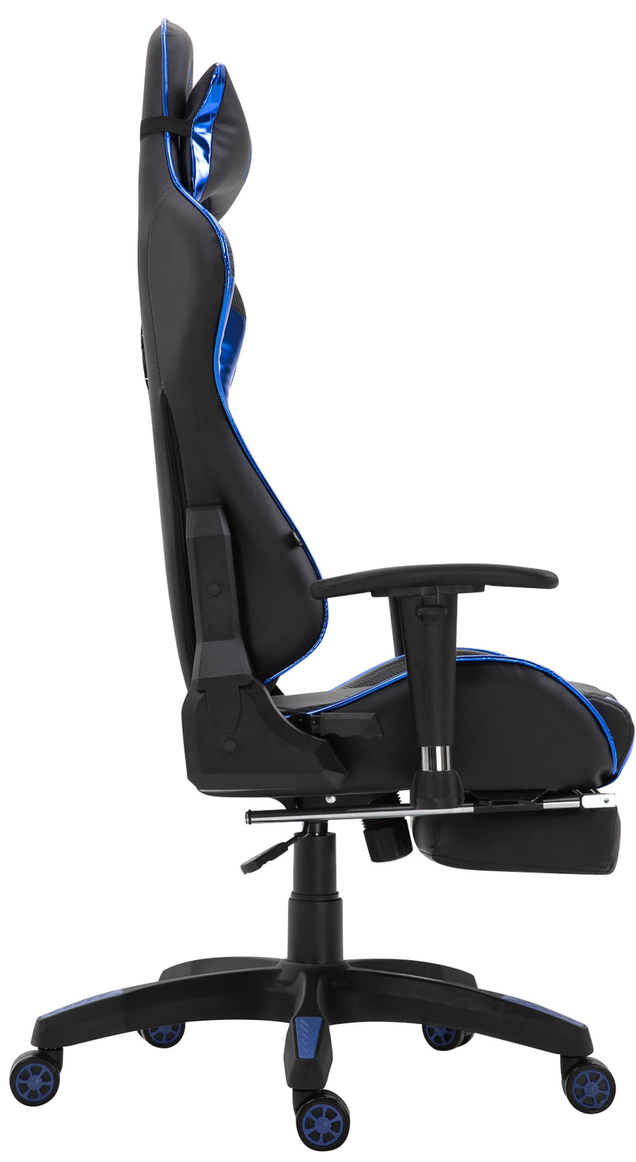 Fußablage mit Gaming Racing Turbo blau schwarz/glanz Bürostuhl Chair, CLP