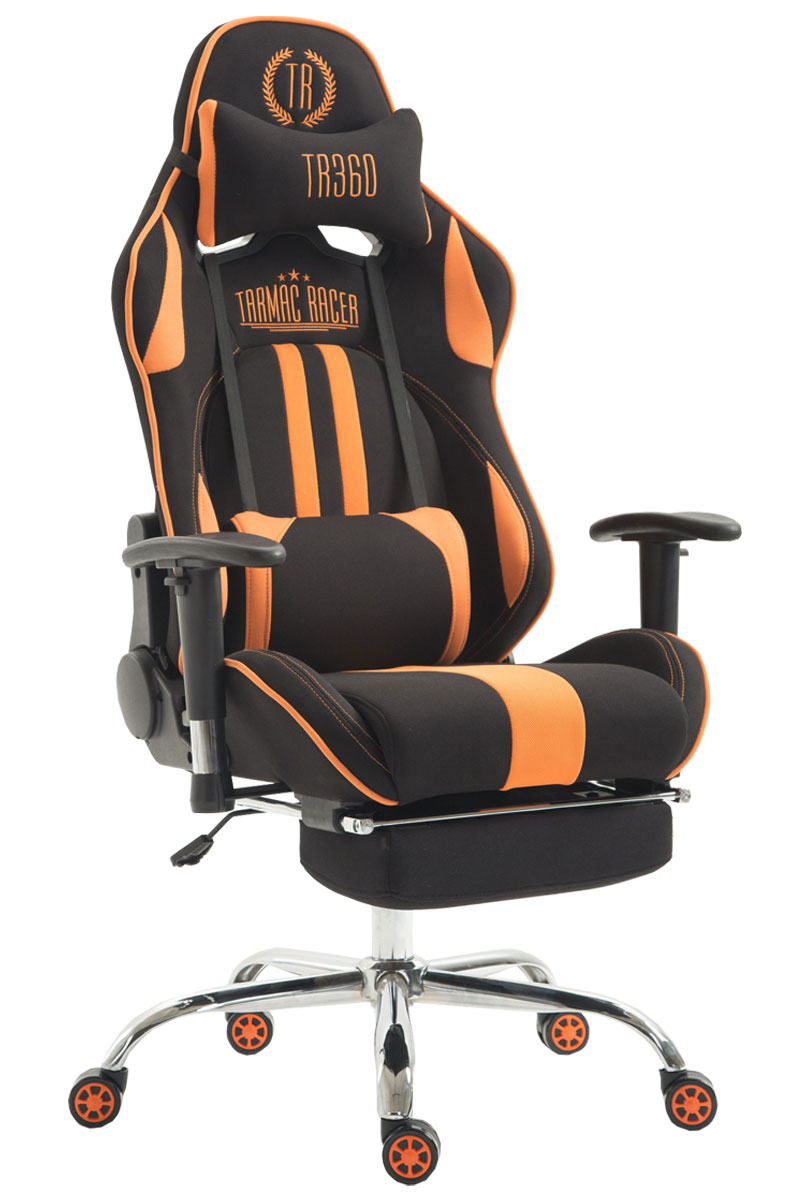CLP Racing Bürostuhl schwarz/orange Stoff Chair, mit Fußablage Gaming Limit
