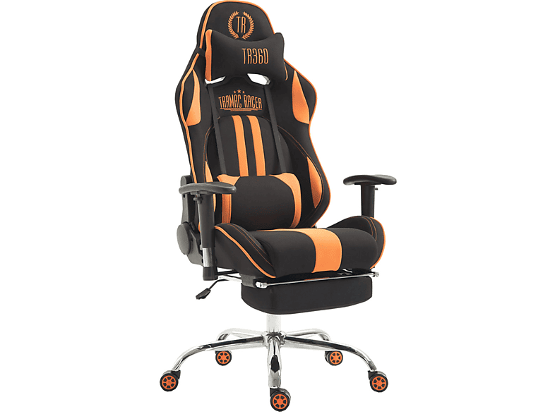 CLP Racing Bürostuhl Limit Stoff mit Fußablage Gaming Chair, schwarz/orange
