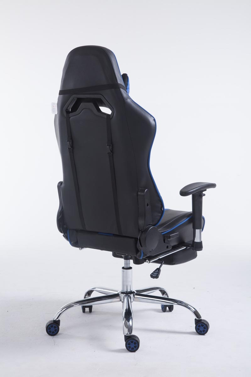 CLP Racing Bürostuhl V2 schwarz/blau Kunstleder mit Chair, Fußablage Gaming Limit