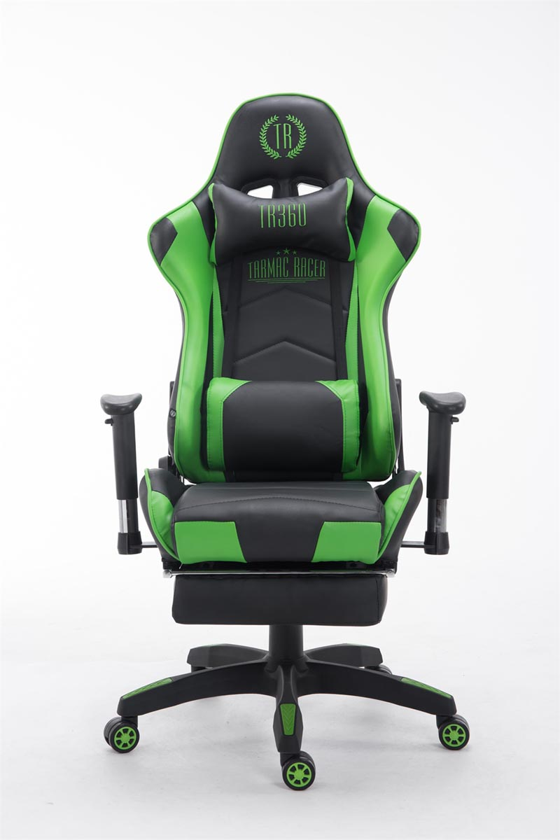 Bürostuhl mit Racing Chair, Fußablage Gaming schwarz/grün CLP Turbo