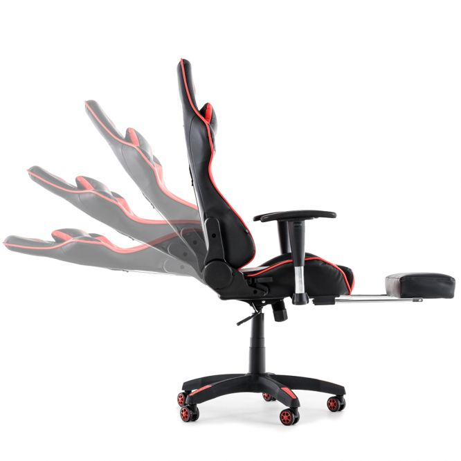 CLP Racing Bürostuhl Turbo mit schwarz/rot Fußablage Gaming Chair