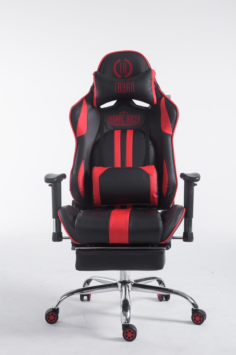 schwarz/rot CLP Chair, Gaming Fußablage mit Racing Bürostuhl Limit