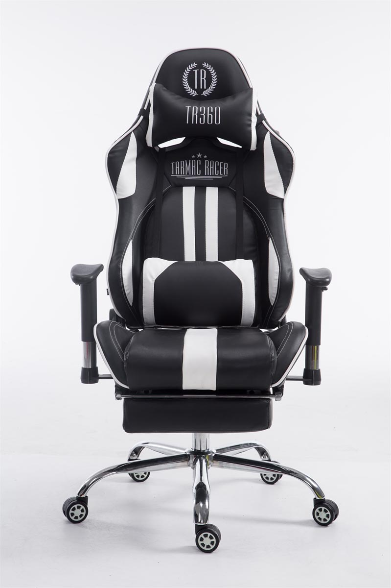 CLP Racing schwarz/weiß Chair, Fußablage mit Bürostuhl Limit Gaming
