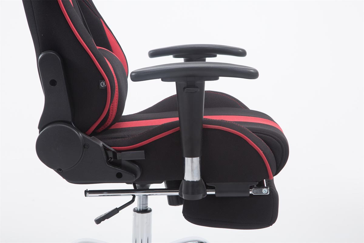 CLP Racing Bürostuhl Limit V2 Chair, Fußablage Gaming mit Stoff schwarz/rot