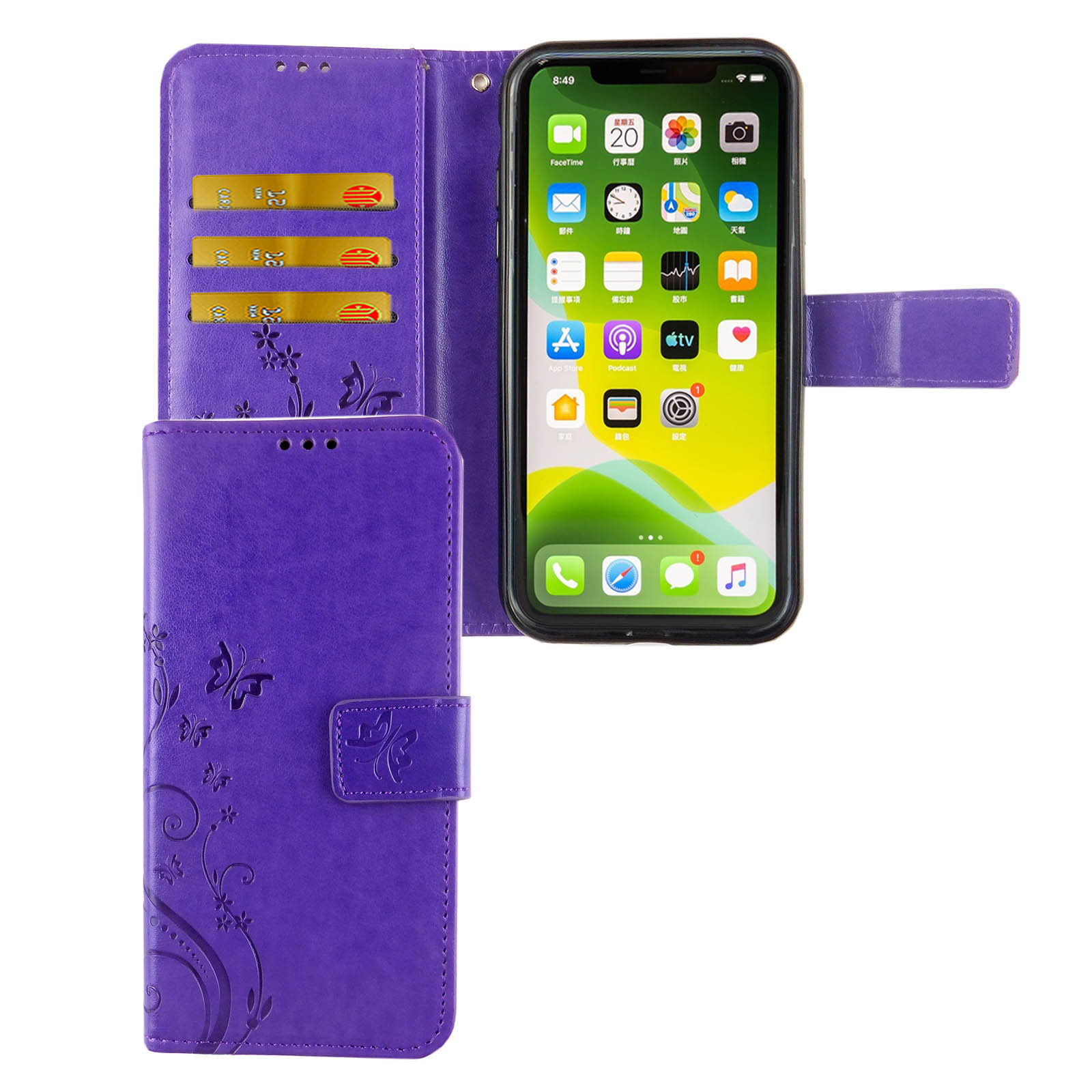Apple, Violett iPhone 11 Schutzhülle, KÖNIG Pro, DESIGN Bookcover,