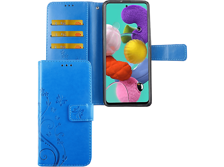 Galaxy Bookcover, Samsung, Handyhülle, DESIGN KÖNIG A71, Blau