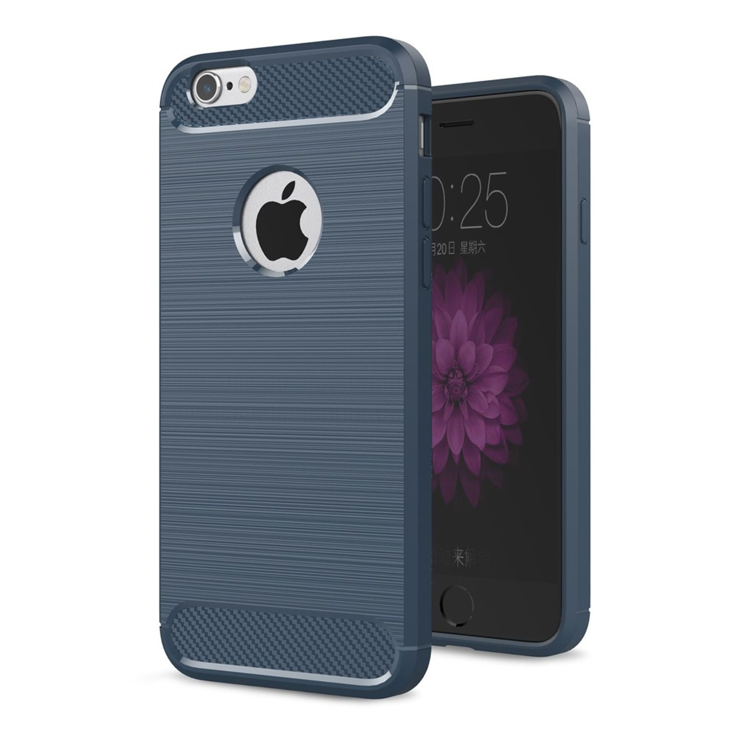 KÖNIG DESIGN Handyhülle Carbon Apple, 6 / iPhone Optik, Backcover, Blau 6s