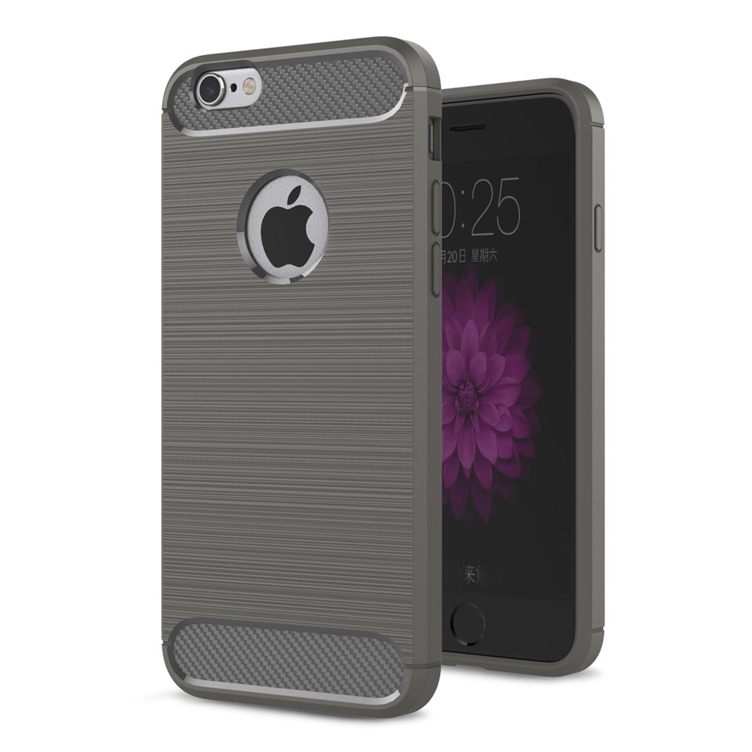 Backcover, / Plus, Handyhülle Grau DESIGN KÖNIG iPhone 6 6s Apple, Carbon Optik,