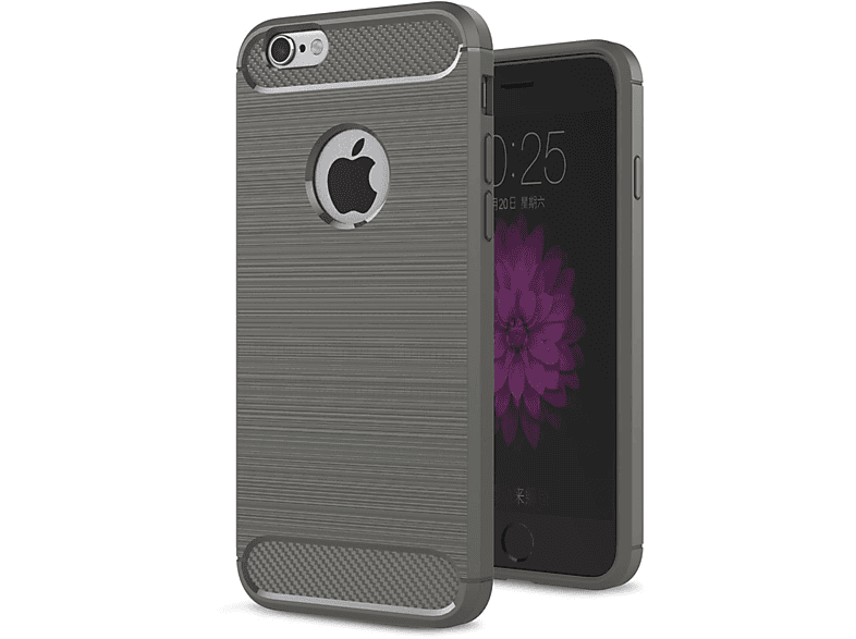 KÖNIG DESIGN Handyhülle Carbon 6s Grau Apple, / iPhone Backcover, 6 Plus, Optik