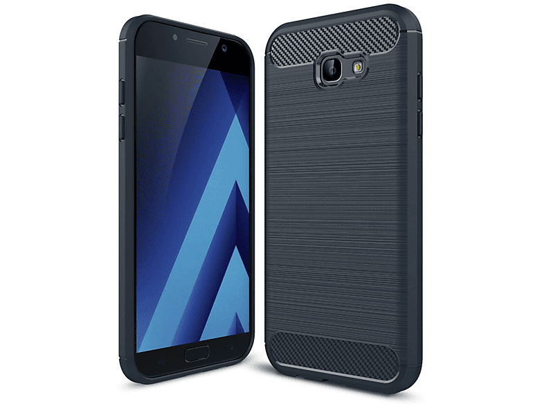 Blau Samsung, (2017), Carbon Optik, Galaxy Handyhülle DESIGN Backcover, A7 KÖNIG
