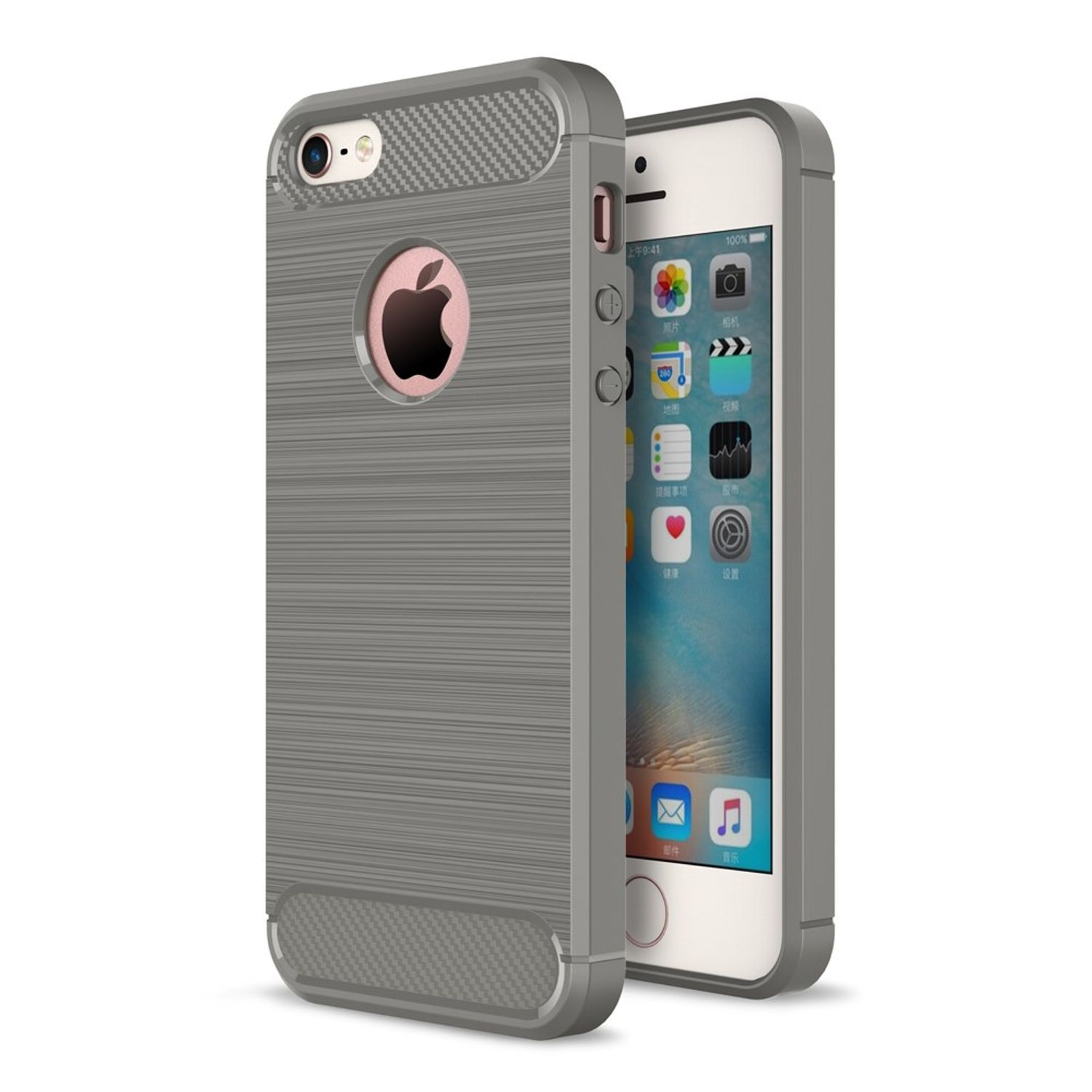 Backcover, KÖNIG Handyhülle 5 Apple, Grau iPhone DESIGN Optik, Carbon 5s, /