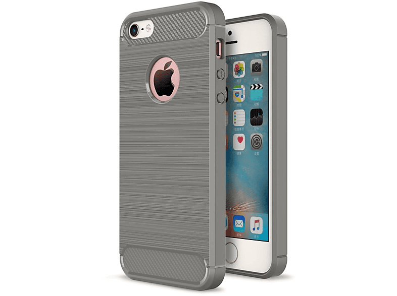 5 iPhone Handyhülle Carbon Grau Backcover, Optik, Apple, KÖNIG 5s, / DESIGN
