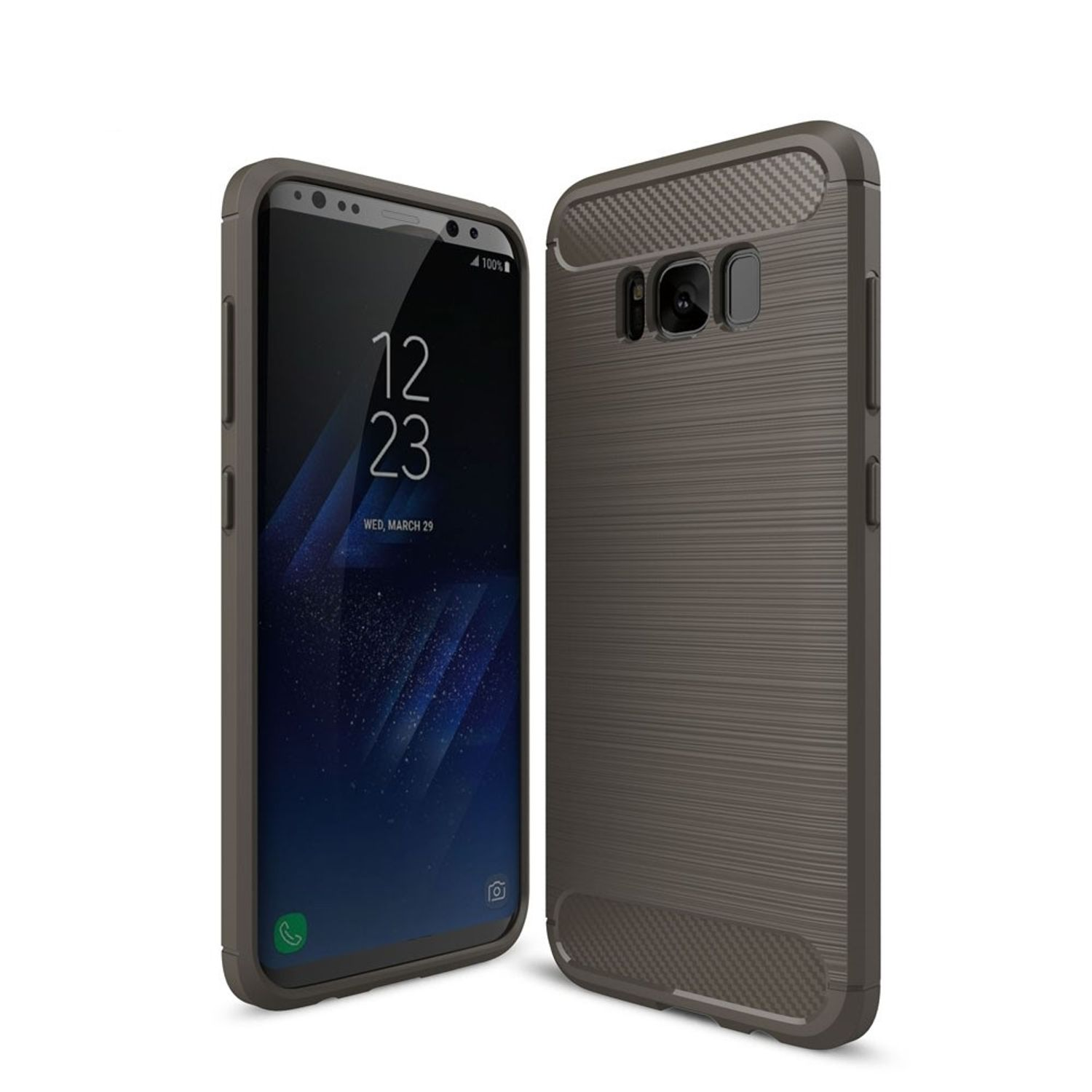 Backcover, S8 Handyhülle KÖNIG Plus, Galaxy Samsung, Carbon DESIGN Grau Optik,