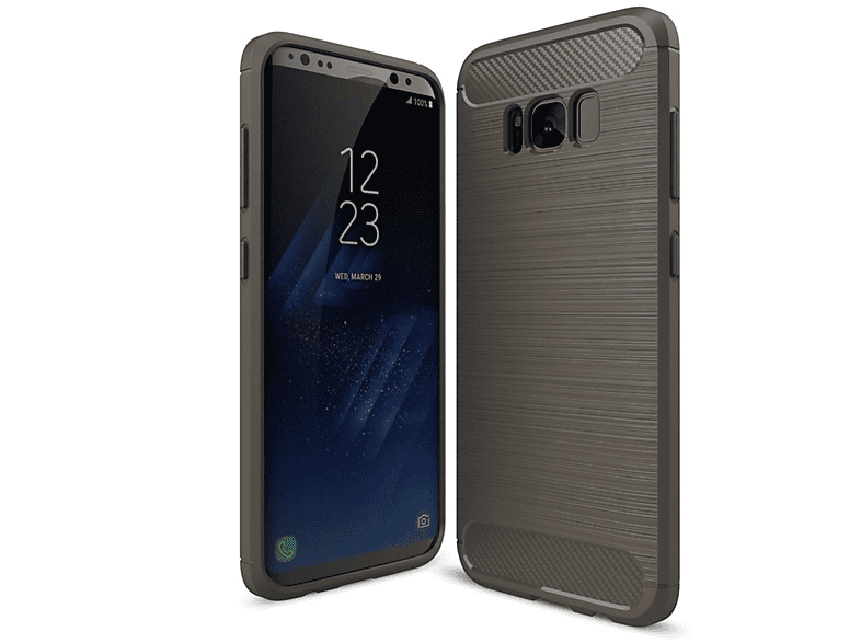 Backcover, S8 Handyhülle KÖNIG Plus, Galaxy Samsung, Carbon DESIGN Grau Optik,
