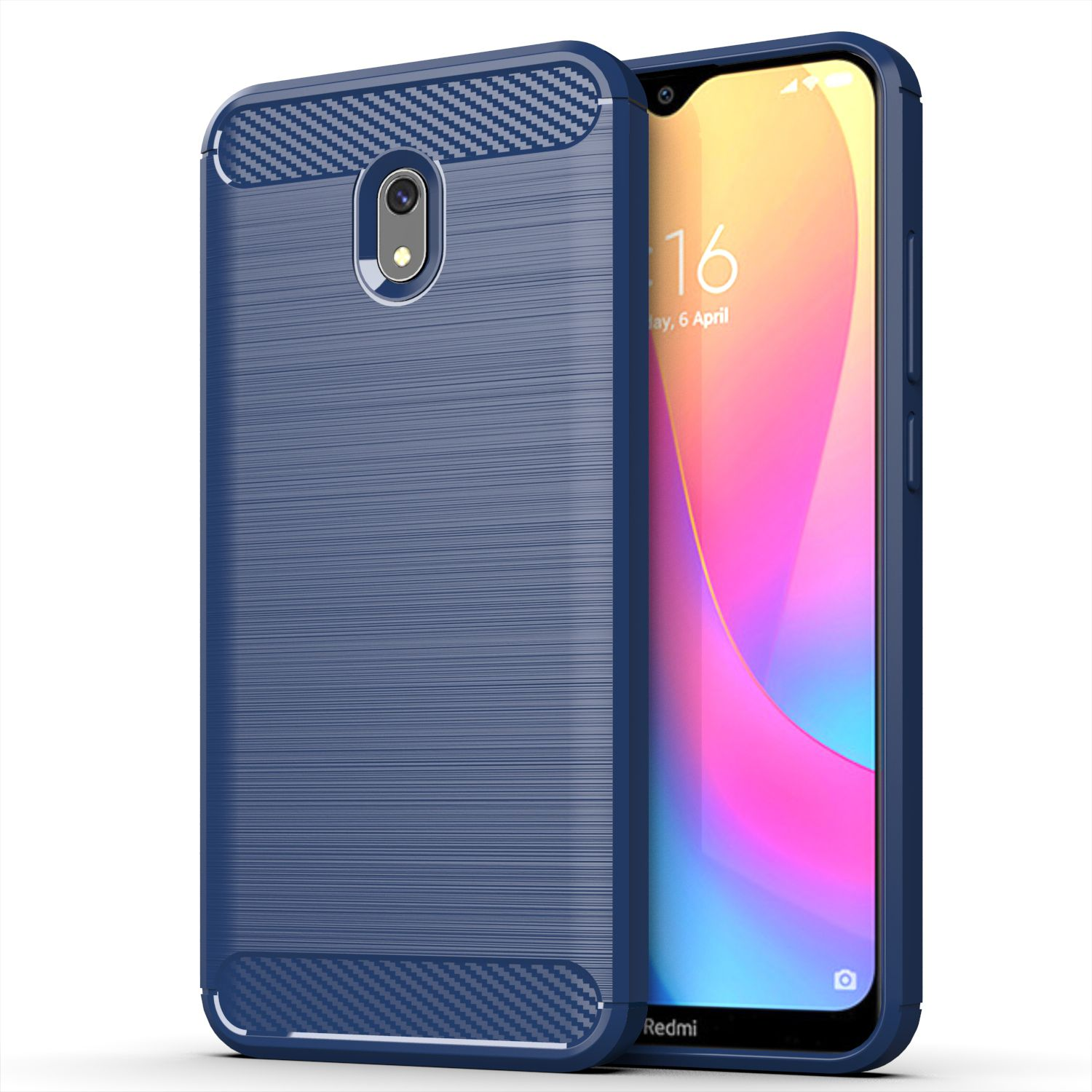 Redmi Handyhülle Xiaomi, KÖNIG DESIGN 8A, Carbon Blau Optik, Backcover,