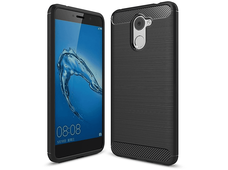 KÖNIG DESIGN Handyhülle Carbon Optik, Y7 Backcover, Prime, Schwarz Huawei