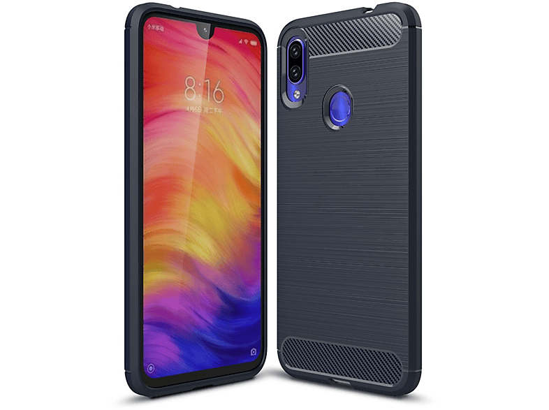 DESIGN Pro, Handyhülle 7 Xiaomi, KÖNIG Backcover, Carbon Blau Optik, Redmi Note Redmi Note 7 /