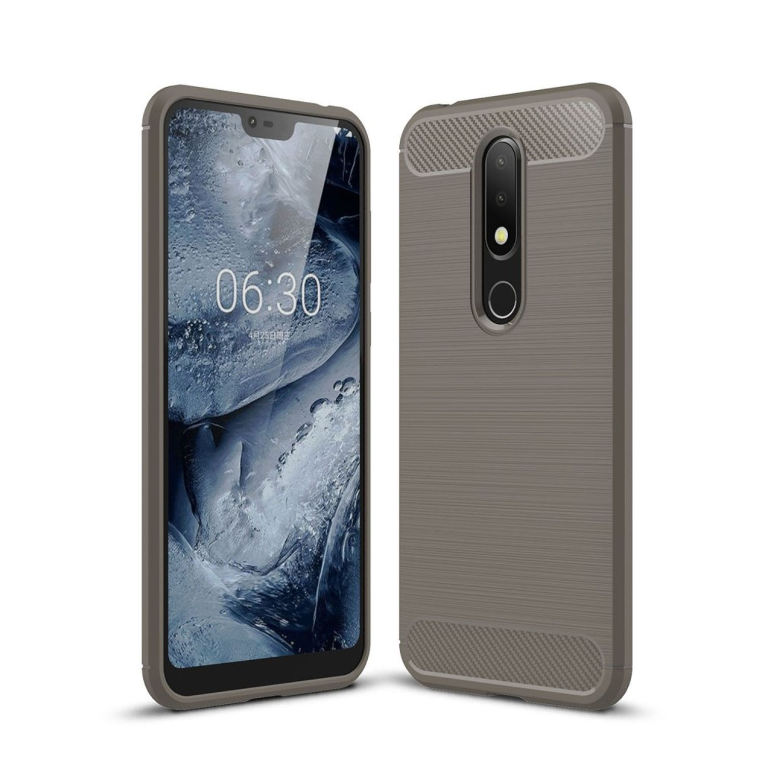 X6, Optik, DESIGN Backcover, Grau KÖNIG Nokia, Handyhülle Carbon
