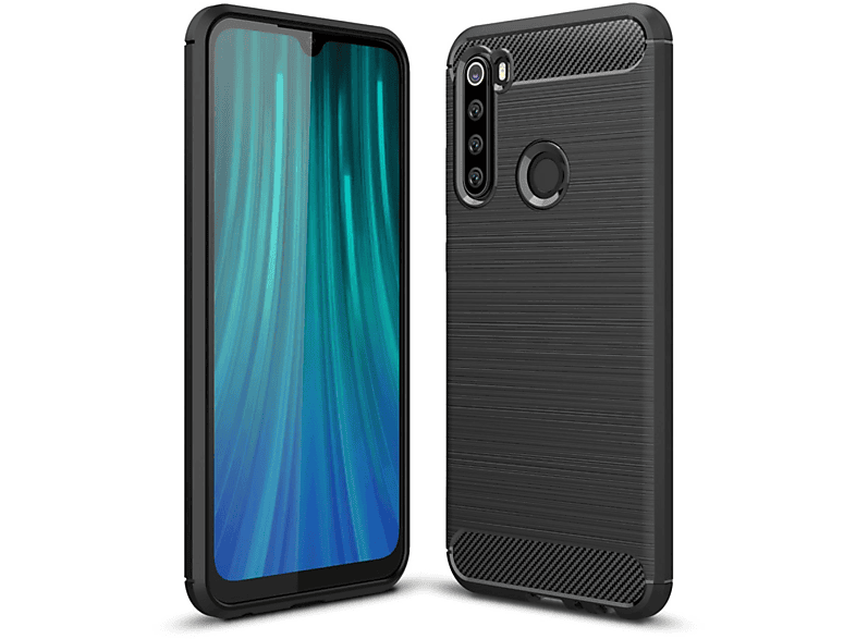 KÖNIG DESIGN Handyhülle Carbon Optik, Redmi Note 8, Xiaomi, Schwarz Backcover