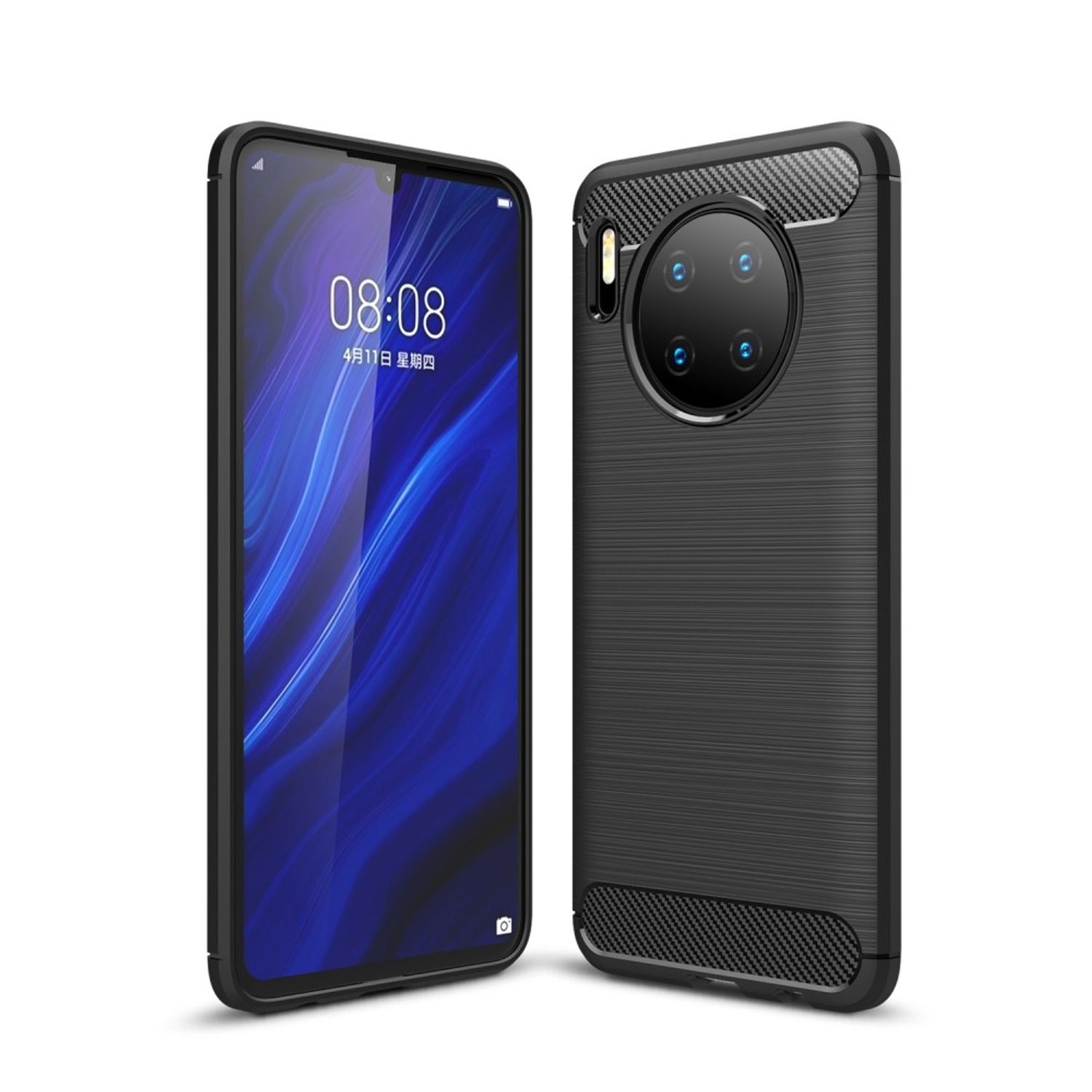 KÖNIG DESIGN Handyhülle Carbon Grau Mate Backcover, 30, Optik, Huawei