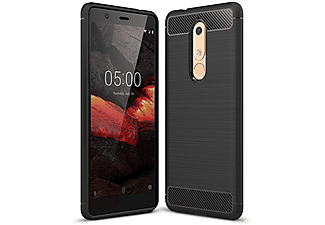 KÖNIG DESIGN Handyhülle Carbon Optik, Backcover, Nokia, 5.1, Schwarz