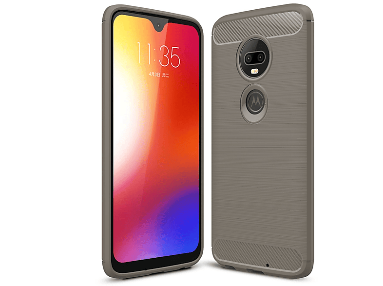 KÖNIG DESIGN Handyhülle Carbon Optik, Backcover, Motorola, Moto G7, Grau