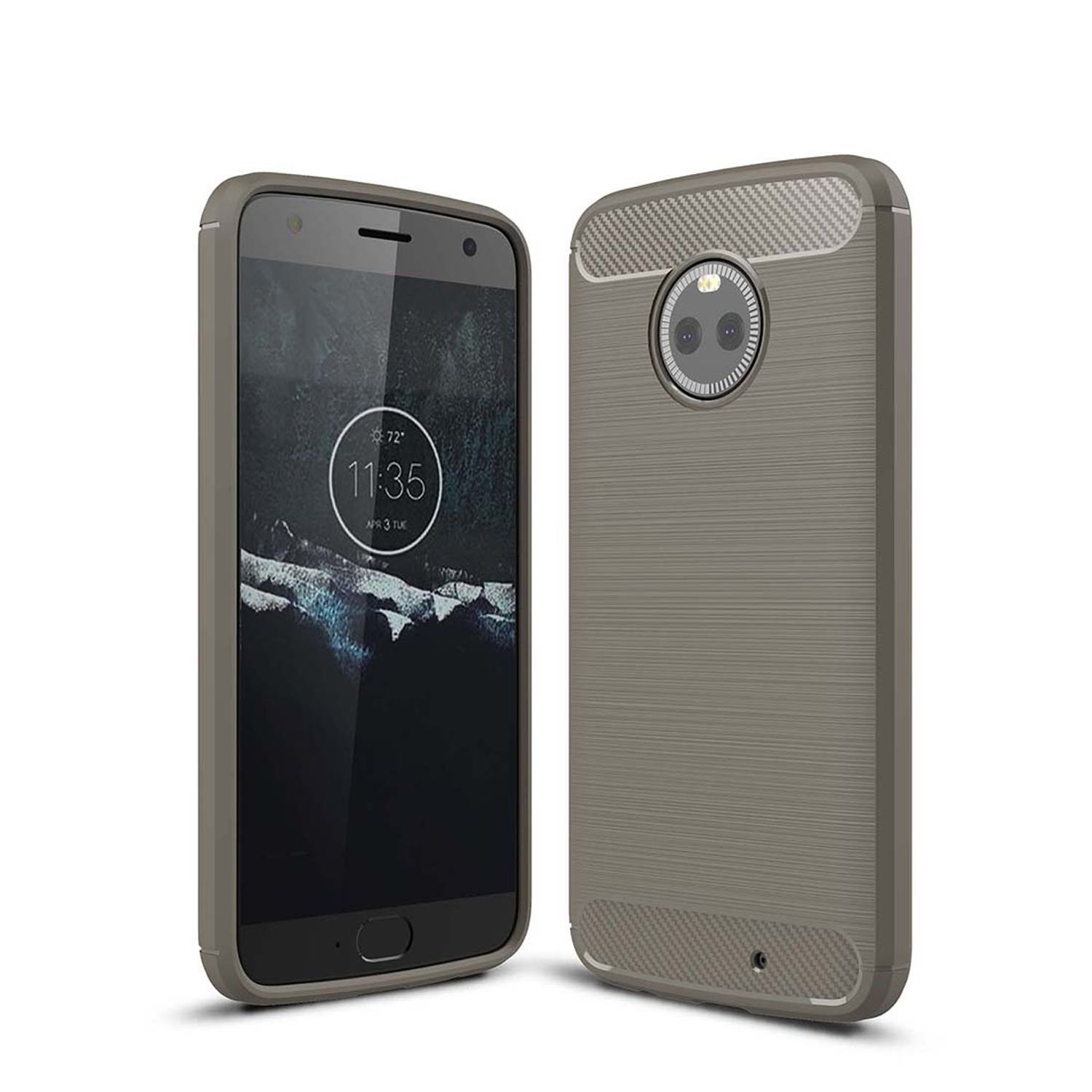 KÖNIG DESIGN Handyhülle Carbon Motorola, Optik, X4, Grau Backcover, Moto