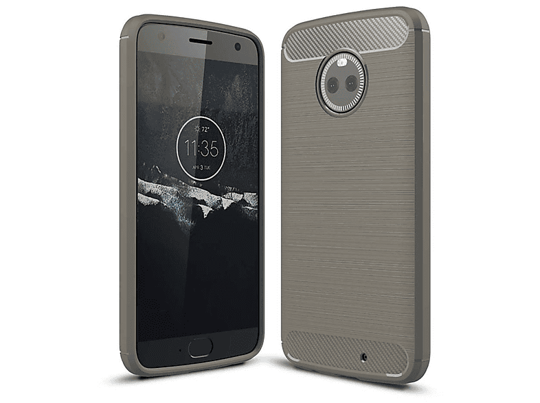 Moto Carbon Motorola, Grau DESIGN X4, Optik, Handyhülle KÖNIG Backcover,