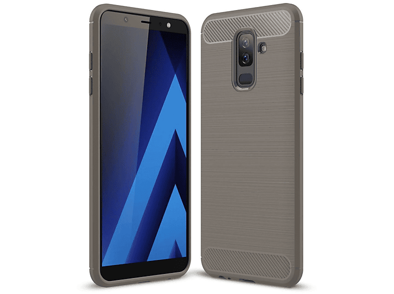 KÖNIG DESIGN Backcover, Handyhülle Samsung, (2018), J8 Grau Galaxy Optik, Carbon