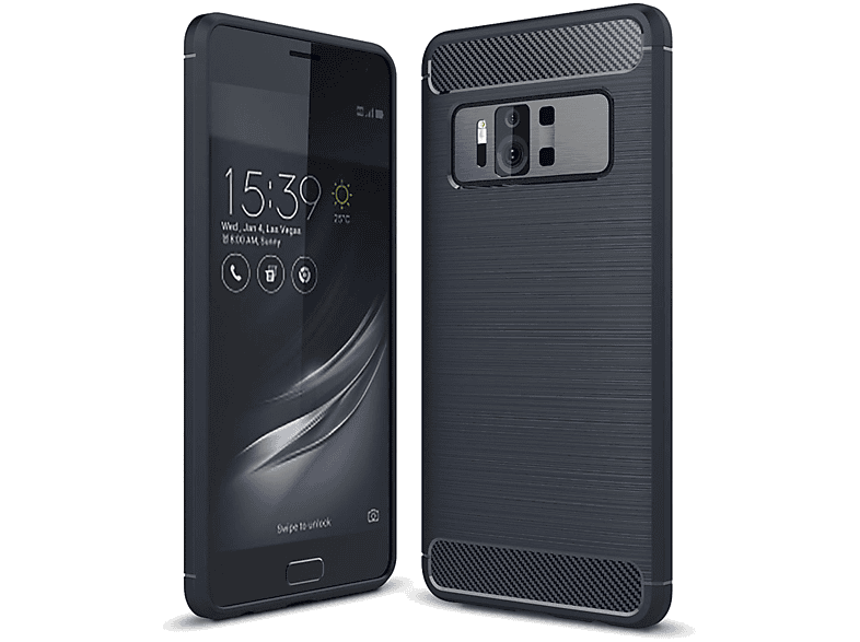 KÖNIG DESIGN Handyhülle Carbon Optik, ZS571KL, ASUS, Blau Backcover, Zenfone AR