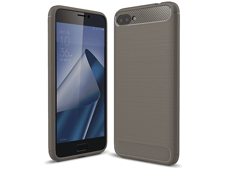 Max Optik, Zenfone Grau Backcover, Carbon ZC554KL, ASUS, Handyhülle KÖNIG DESIGN 4