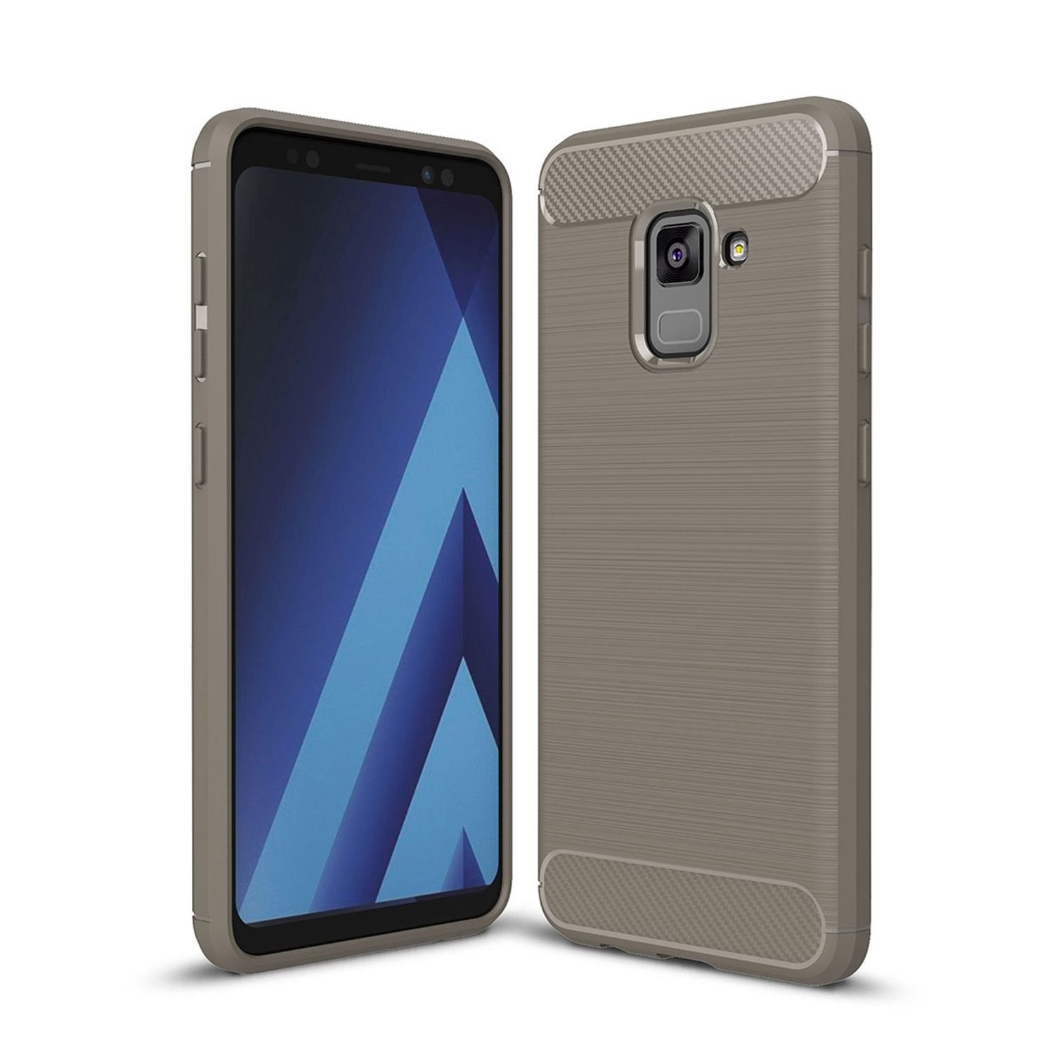 Grau A8 Handyhülle Backcover, Optik, Carbon DESIGN (2018), Samsung, Galaxy KÖNIG Plus