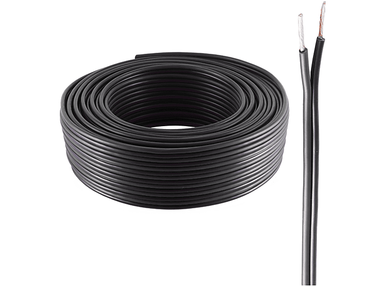 SHIVERPEAKS LS-Kabel 2,5mm² 50x0,25 CCA schwarz 100m, Lautsprecher Kabel, 100 m