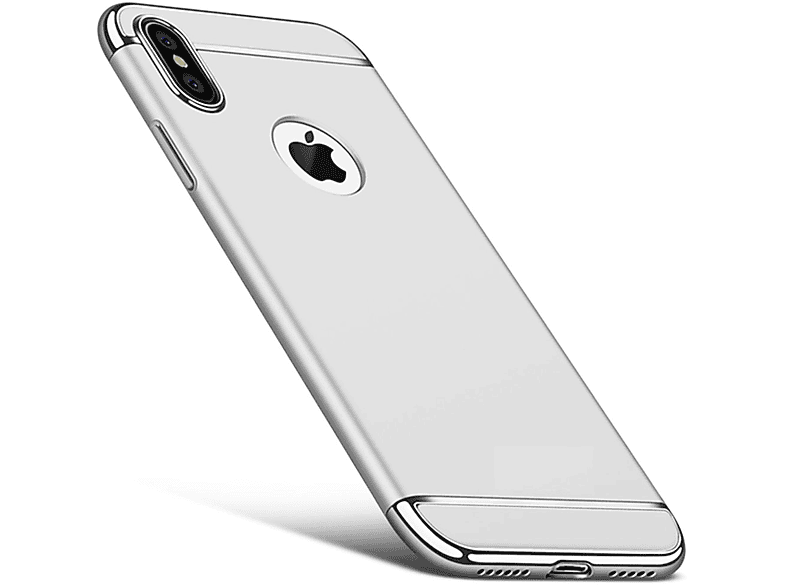 Apple, iPhone X, KÖNIG DESIGN Silber Backcover, Schutzhülle,