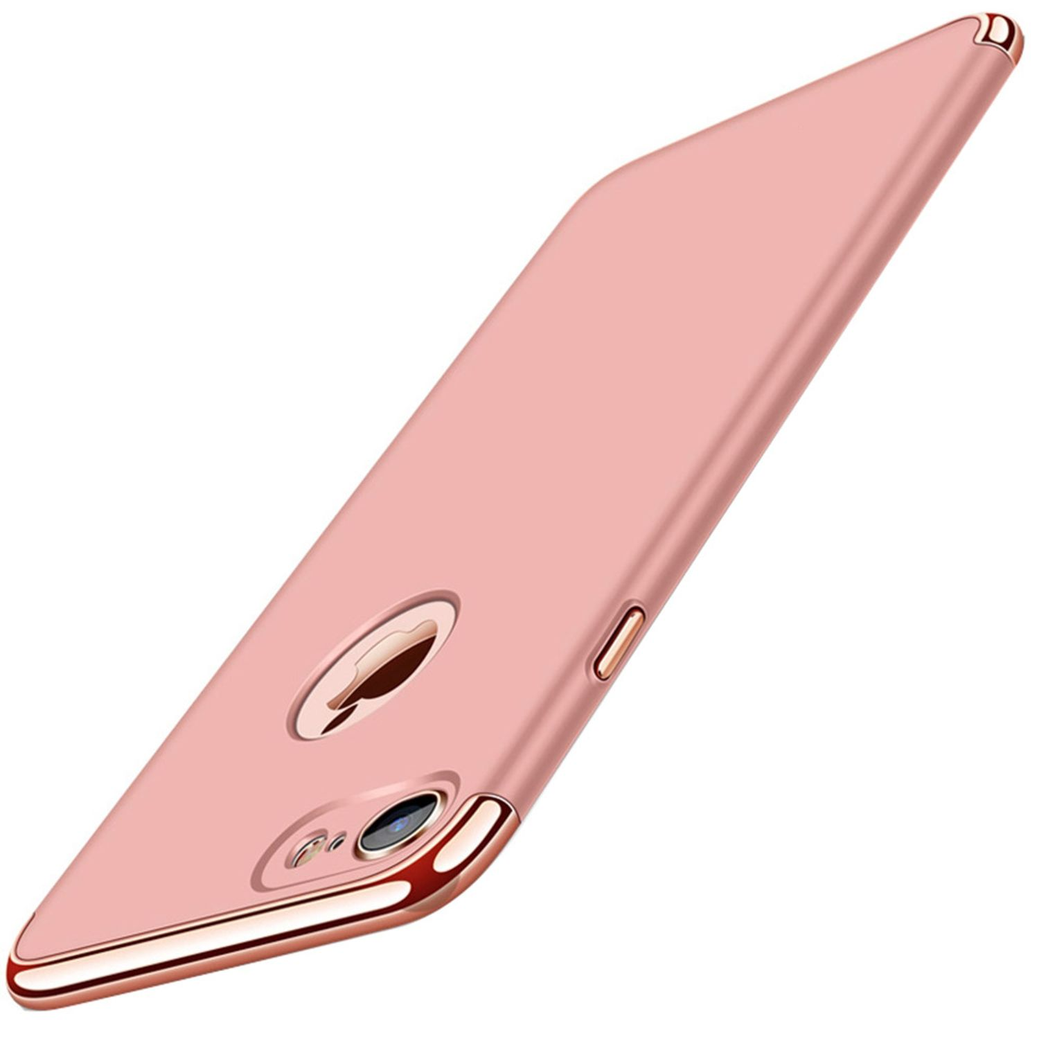 Roségoldene Handyhülle. Zeigt Kameraausschnitt und Power-Taste. Glänzendes Finish.