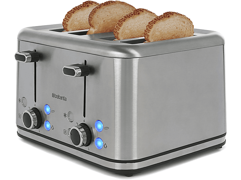 4) Watt, Toaster Schlitze: (1800 BRABANTIA Edelstahl/Grau BBEK1031N