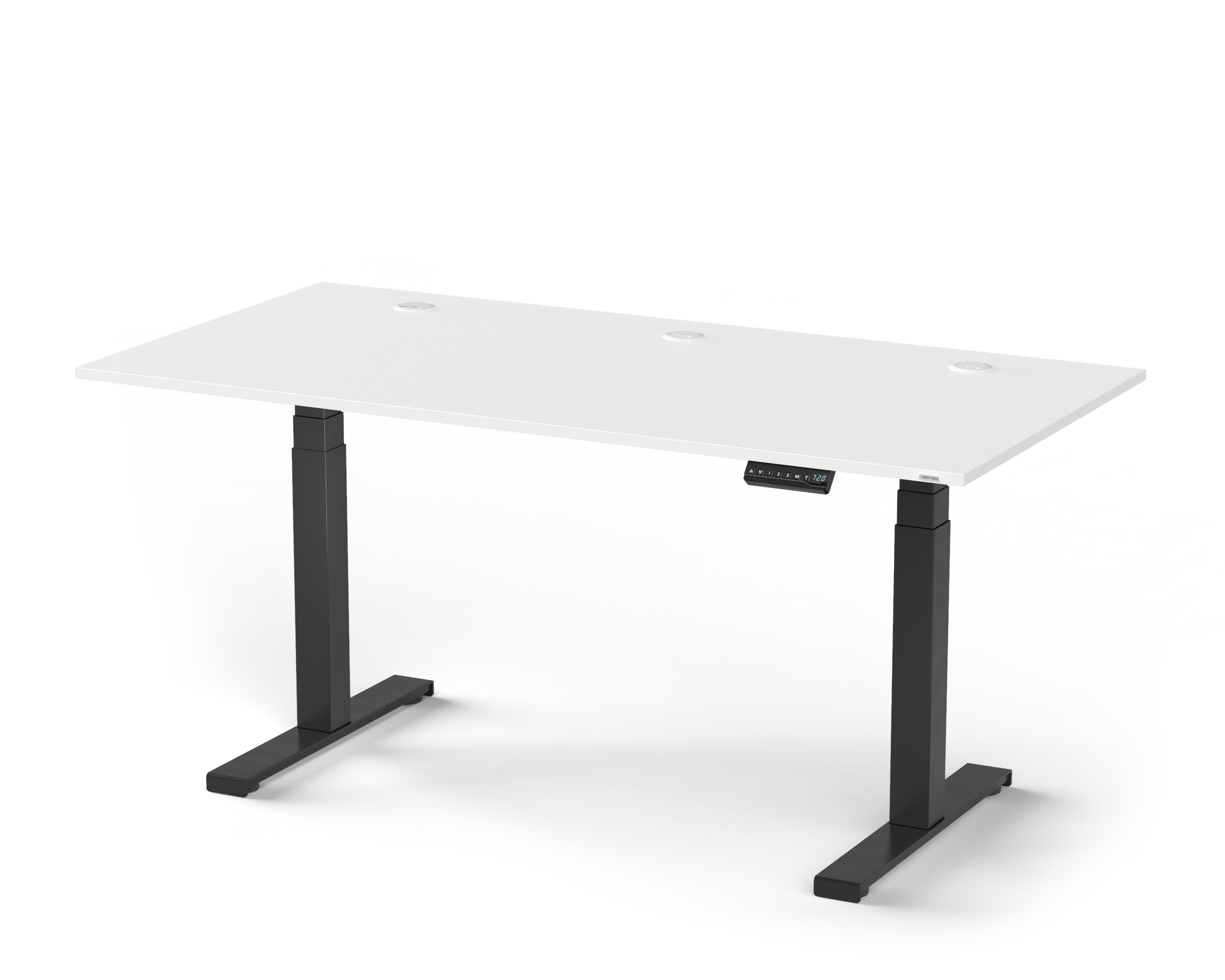 SPECTRAL JUST-OFFICE Elektrisch höhenverstellbarer Schreibtisch. 64 80cm Tischplatte 180 Snow. Black 130cm Fußgestell Höhenverstellbarer - x Schreibtisch