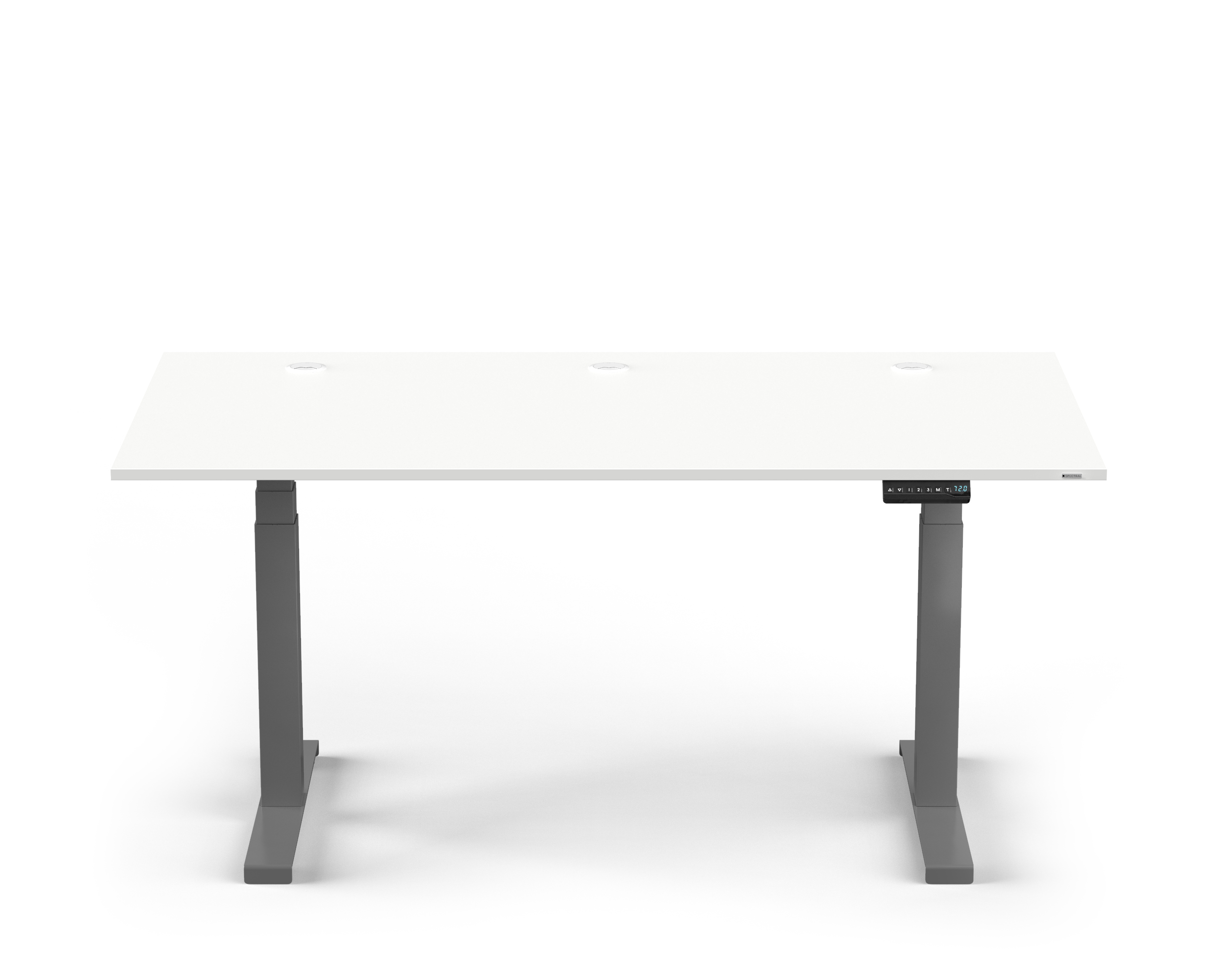 Höhenverstellbarer SPECTRAL - Schreibtisch. 80cm Elektrisch Schreibtisch Tischplatte 180 64 Grey JUST-OFFICE höhenverstellbarer Snow. x 130cm Fußgestell