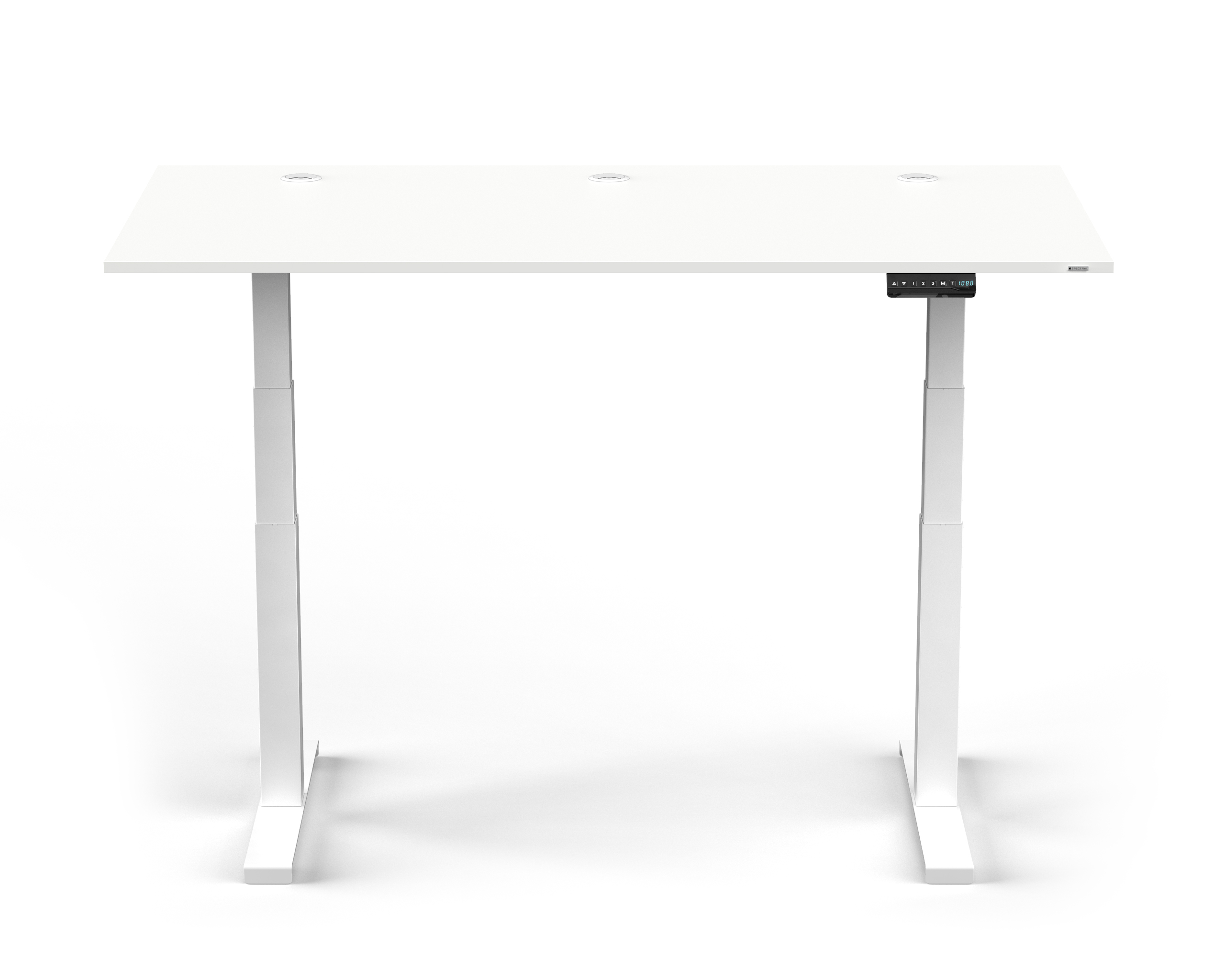 Tischplatte Snow Höhenverstellbarer JUST-OFFICE Fußgestell 80cm höhenverstellbarer - 130cm 64 Elektrisch Schreibtisch. Schreibtisch SPECTRAL 160 x Snow.