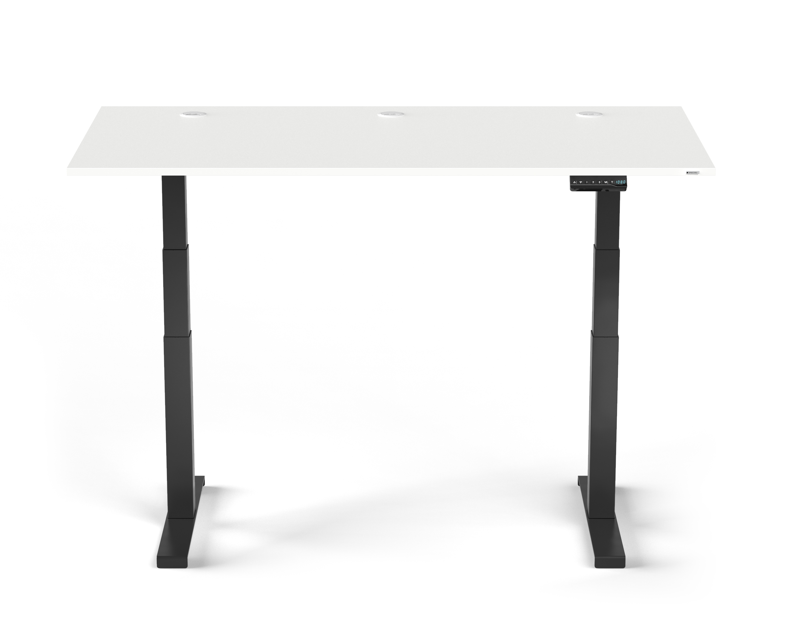 SPECTRAL JUST-OFFICE Elektrisch höhenverstellbarer Schreibtisch. 64 80cm Tischplatte 180 Snow. Black 130cm Fußgestell Höhenverstellbarer - x Schreibtisch