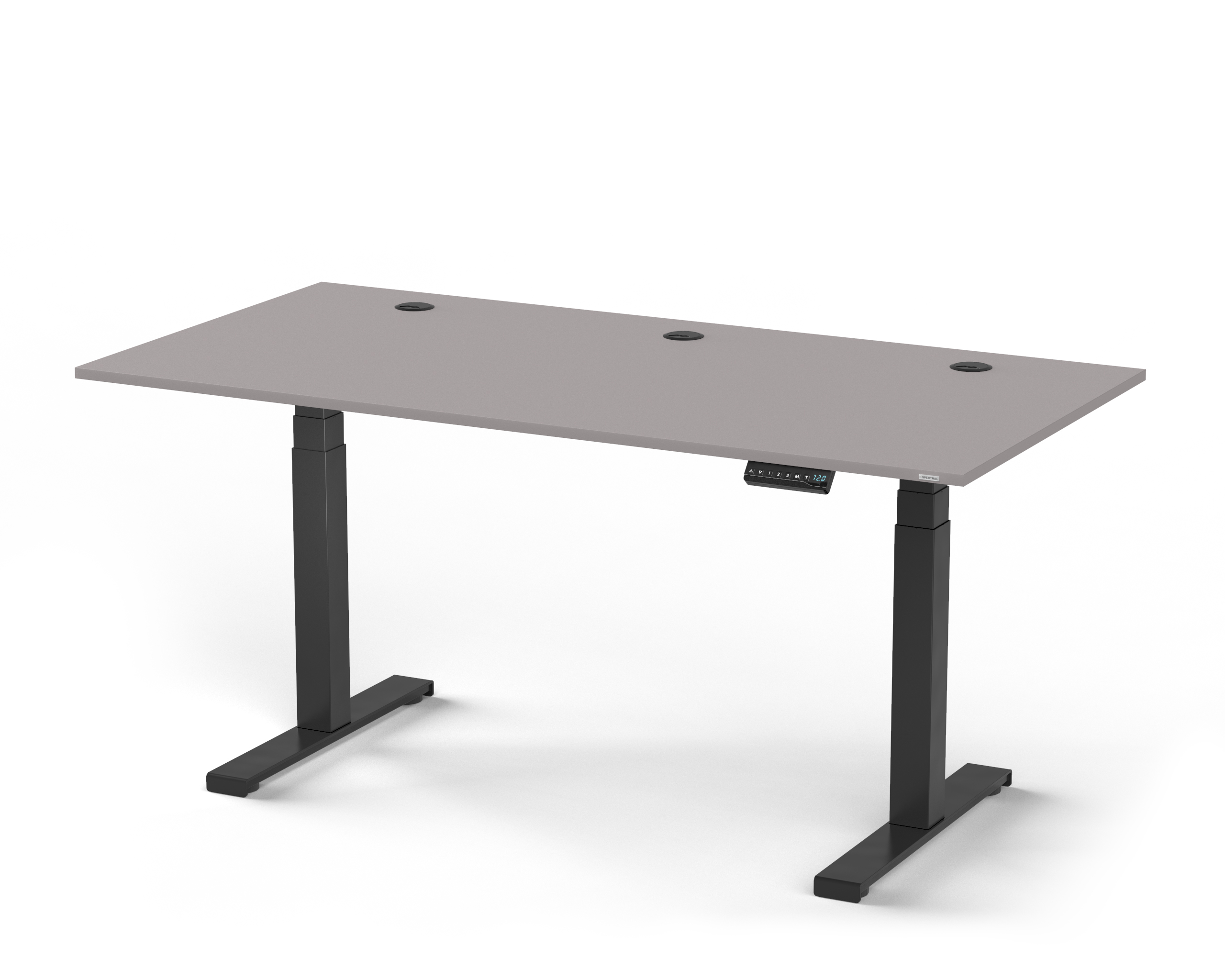 höhenverstellbarer 160 Schreibtisch Tischplatte 64 x Grey. Höhenverstellbarer JUST-OFFICE 80cm Black Fußgestell - Elektrisch 130cm SPECTRAL Schreibtisch.