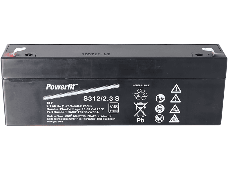 EXIDE Exide 2100 Powerfit Pb Bleiakku, 2100mAh Blei S312/2.3 mAh 12 Volt Akku Blei S mit 