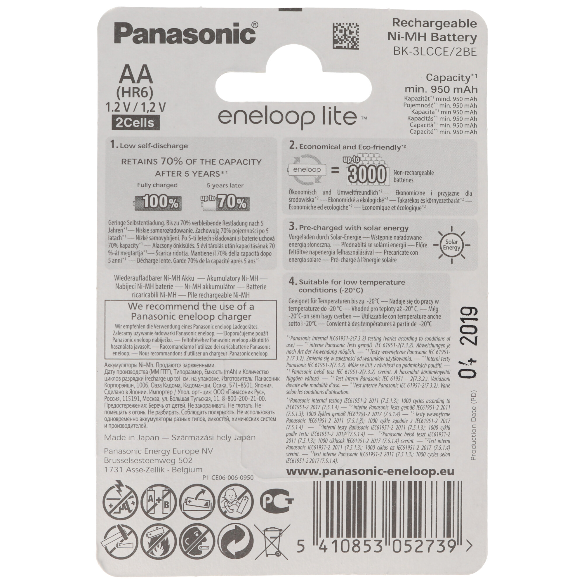 EL05273 AA PACK Stück PANASONIC Mignon mAh 2ER Batterie AA (wiederaufladbar), 1000 LITE 2