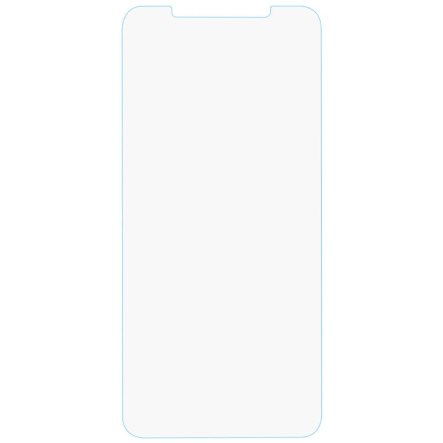 Eine klare Displayschutzfolie für ein Smartphone, mit einer Kerbe oben.