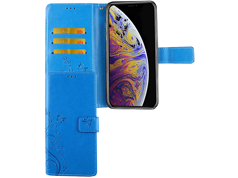 DESIGN iPhone Max, Bookcover, XS KÖNIG Blau Apple, Schutzhülle,