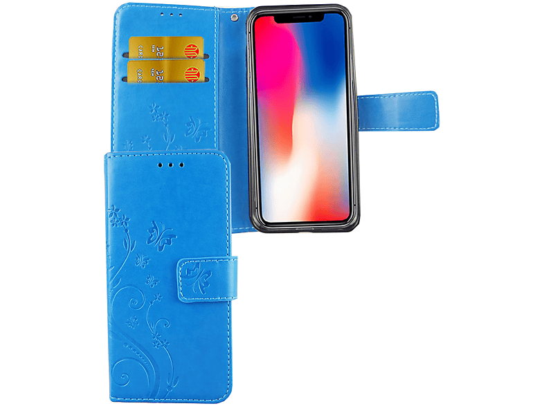 KÖNIG DESIGN Schutzhülle, iPhone X, Blau Apple, Bookcover