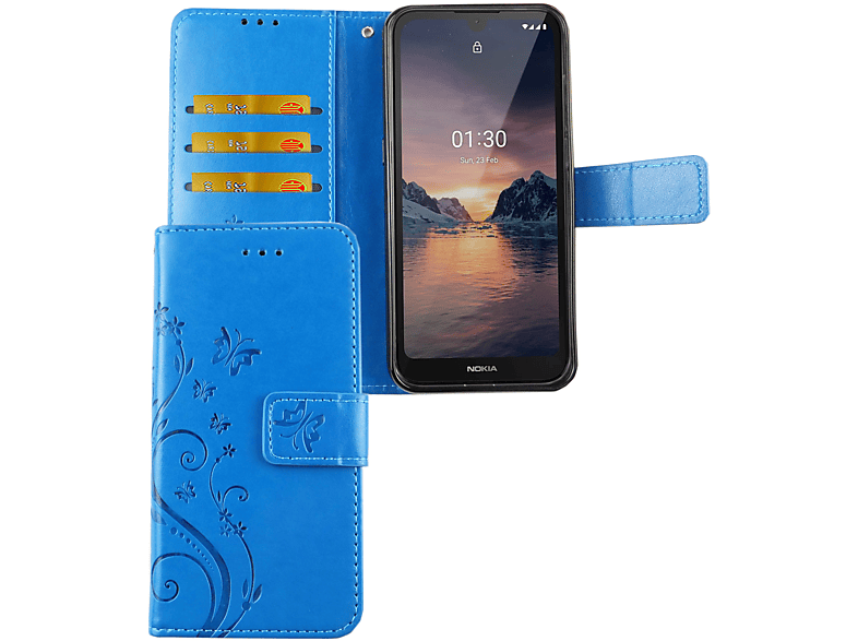 Nokia, 1.3, Blau KÖNIG Bookcover, DESIGN Schutzhülle,